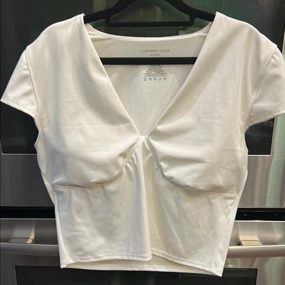 NWOT Sincerely Jules Cream Tie Front Fitted Blouse - Picture 1 of 3